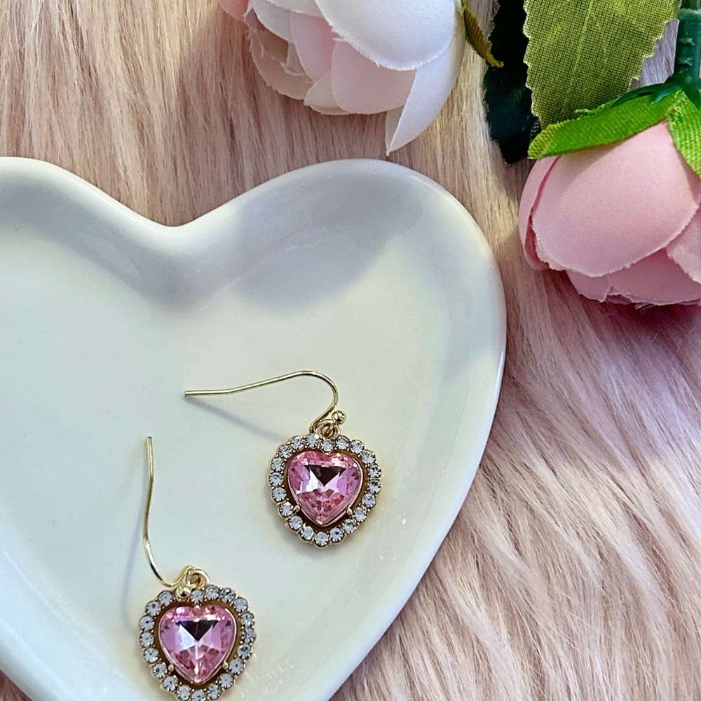 Pink heart earrings